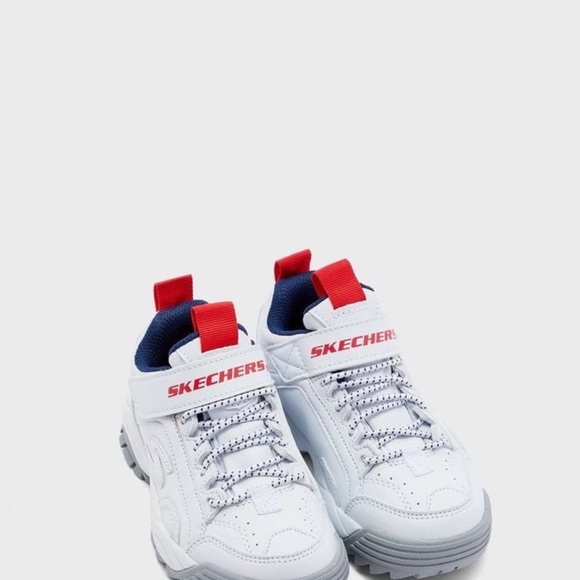 BRAND NEW youth boy girl skechers intershift white velcro shoes size 12 & 13 - Picture 2 of 8